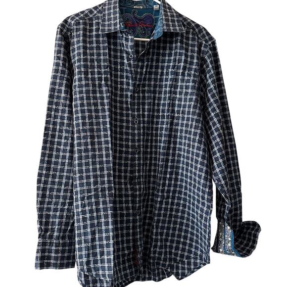 Robert Graham Navy/White Gingham, Long Sleeve, Classic Fit, Button Down - L - Picture 1 of 8